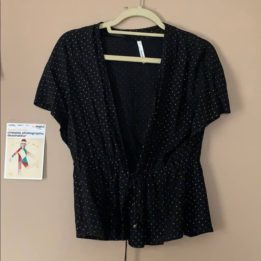 Tie blouse with small gold studding. Worn once